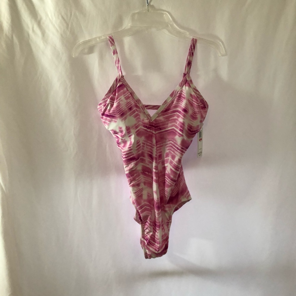 NAUTICA SPLICED ONE PIECE BATHING SUIT PINK TIE DY